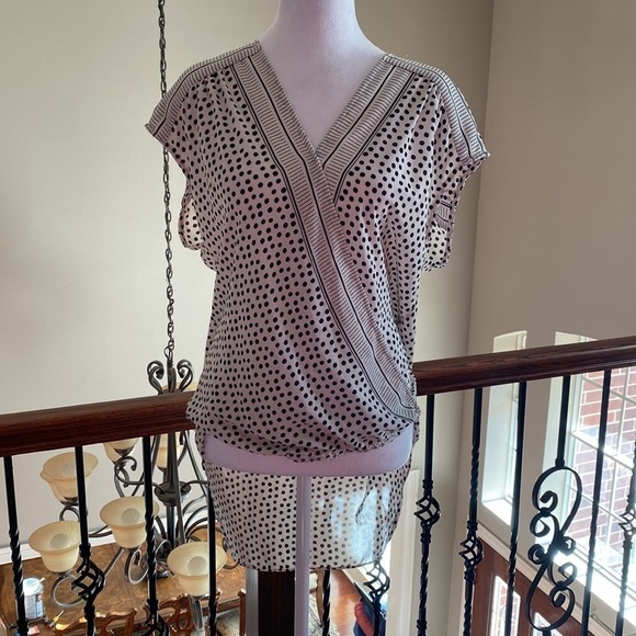 Max Studio Sleeveless White & Black Polka Dot Top Blouse size L - Picture 10 of 10